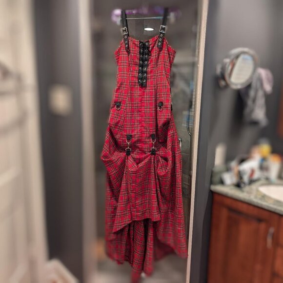 Lip Service Dresses & Skirts - vintage Lip Service red & black tartan ball gown, size M